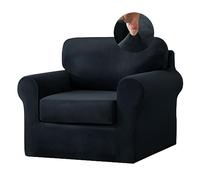 3/5/7 Pieces Stretch Velvet Plush Sofa Covers Non-Slip Furniture Protector for 3 Cushion Couch Soft & Durable Perfect for Living Room Cats & Dogs Buy 1 Get 10 Free (Small Black)