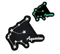 3.5'' Aquarius Glow in Dark Constellation Zodiac Signs Embroidered Iron On Patch