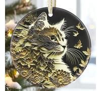 3.5" Ceramic Ragdoll Cat Christmas Ornament - Cat Christmas Tree Decoration, Heirloom Keepsake, Gift Idea