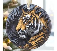3.5" Ceramic Tiger Christmas Ornament, Heirloom Keepsake for Tree, Gift Idea