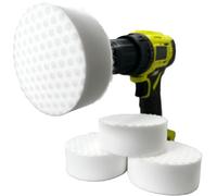 3.5” Drill Powered Magic Sponge Eraser 6 Pieces Kit with Drill Attachment | 25% Thicker Ultra Durable Melamine Cleaning Eraser Pads for Bathroom Kitchen Floors Walls Baseboards Crayon Marker and More