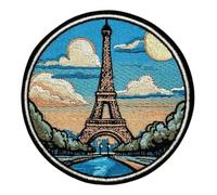 3.5" Eiffel Tower Iron On Patch - Embroidered Traveler France Applique Appliques Iron On Sew On Patches for Holes, Clothing, Jeans, Hat, Backpacks, Clothes - France Patch