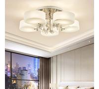 3/5 heads lights of Modern Round Acrylic LED Semi Flush Mount with Crystal Accent