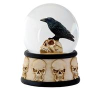 3.5 Inch Cold Cast Resin Raven on Skull Water Snow Globe Skull Theme
