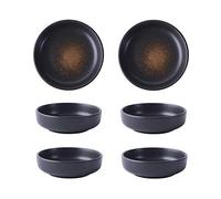 3.5 Inch Japanese Style Classic Porcelain Side Dish Bowl Seasoning Dishes Soy Dipping Sauce Dishes-Set of 6-Black&Brown