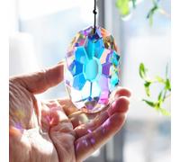3.5 Inch Oval Crystal Prism Suncatcher, AB Rainbow Maker