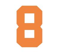 3.5" Jersey Number 8 Vinyl Heat Transfer Iron on Number Bold Solid Font for Football Baseball Sports T-Shirt Orange