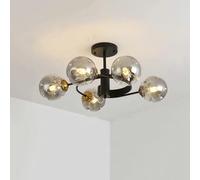 3-5-Lights Nordic Ceiling Light Postmodern Luxury Flush Mount Ceiling Lamp with Glass Shade Close to Ceiling Lights for Living Room Bedroom Corridor Aisle Hallway Indoor ( Color : Black(5-lights) , Si