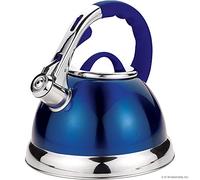 3.5 Litre Whistling Kettle - Modern Stainless Steel Retro Design Tea Kettle for Induction Safe Stove Top | Tea and Water Boiler - Travel Kettle Perfect for Camping, Trips & Home (Blue)