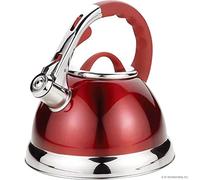 3.5 Litre Whistling Kettle - Modern Stainless Steel Retro Design Tea Kettle for Induction Safe Stove Top | Tea and Water Boiler - Travel Kettle Perfect for Camping, Trips & Home (Red)
