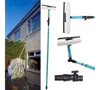 3.5 Meter Long Extendable Pole Window Cleaner Removable Squeegee Glass Wash Dirt & Dust Telescopic Cleaner Kit Soft Head Supplies Aluminium Metal Pole