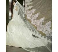 3/5 Meter White Ivory Wedding Veils Long Lace Edge Bridal Veil with Comb Wedding Accessories Bride Wedding Vei-White-400cm