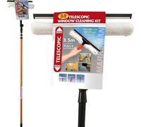 3.5 Metre Telescopic Extending Window Cleaner Kit - Window Glass Cleaning Equipment Squeegee Soft Removable Head | Fed Expandable & Extendable | Durable & Long Lasting Wash - 3.5m / 11 Foot