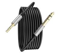 3.5 mm to 6.35 mm Audio Cable 10M, Gold-Plated Terminal Silver Color Zinc Alloy Housing 3.5mm 1/8" Male TRS to 6.35mm 1/4" Male TRS Nylon Braided Stereo Audio Cable for Cellphone, Amplifiers(10M/30Ft)