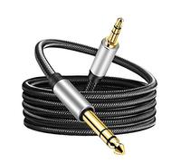 3.5 mm to 6.35 mm Audio Cable 1M, Gold-Plated Terminal Silver Color Zinc Alloy Housing 3.5mm 1/8" Male TRS to 6.35mm 1/4" Male TRS Nylon Braided Stereo Audio Cable for Cellphone, Amplifiers(3Ft/1M)