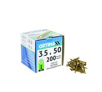 3.5 Optimaxx Extreme Performance Wood Screws 200PC Box (3.5x50mm, Zinc Plate & Yellow Passivated, Pozi Wood Screws)