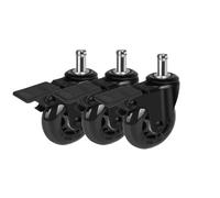 3/5 Pack Office Chair Casters, Heavy Duty Wheels 3 Inch, Fits All Floors, Common Standard Bar Size With Brakes For Computer Gaming Chair(3pcs 11mm,3in)