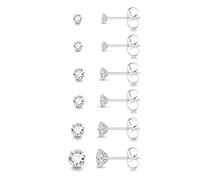 3-5 Pairs Square Earrings Set for Men Women, 14K Gold Filled Princess Cut Clear Cubic Zirconia Stud Earrings, Hypoallergenic Surgical Steel Flat Back Stud Earrings for Sensitive Ear, Lightweight Shiny