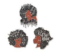 3/5 PCS Juneteenth Brooches for Women Men Crystal Africa Map Power Fist Black QUEEN Brooch Pins Juneteenth African Jewelry Accessories Gifts Party Favors, Alloy Steel, crystal