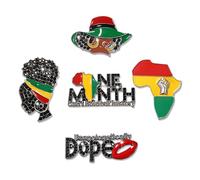 3/5 PCS Juneteenth Brooches for Women Men Crystal Africa Map Power Fist Black QUEEN Brooch Pins Juneteenth African Jewelry Accessories Gifts Party Favors, Alloy Steel, crystal