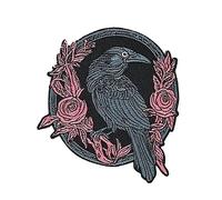 3.5" Raven Iron On Patch - Embroidered Goth Gothic Halloween Crow Applique for Holes, Clothing, Jeans, Hat, Backpacks, Clothes
