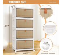 3-5 Tier Folding Storage Boxes Closet Slim Kitchen Cabinet Organiser With Wheels