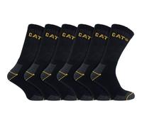 (3-5 UK, Black) Caterpillar - 6 Pack Unisex Heavy Duty Work Socks for Steel Toe Boots