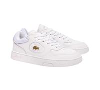 (3.5 UK, White/Gold) Lacoste Womens/Ladies Lineset Leather Flat Trainers