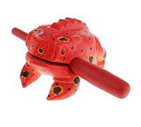 3.5" Wooden Frog Guiro Rasp Instrument - Percussion Musical Tone Block Craft (Painted Red)