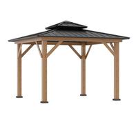 3.5 x 3.5m Aluminium Hardtop Gazebo Canopy 2-Tier Roof Grey