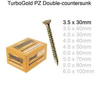 (3.5 x 30mm, 30) TurboGold Pozi Double Countersunk Multipurpose Wood Screws Various Sizes