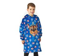 Paw Patrol Boys Wearable Blanket | Kids Chase the Police Dog All Over Print Fleece Hoodie | Blue Cosy Heavyweight Snuggle Hooded Pullover | Educational Cartoon TV Series Loungewear Gift for Children