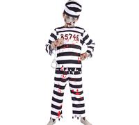 (3-5 Years, Prisoner Set) Kids Boys Zombie Prisoner Set Bloody Halloween Set