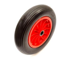 3.50-8 PU Puncture Proof 14" Solid Tyre & Wheel Red With Roller Bearings 1"/ 25.4mm Bore Bearings 75mm Hub Wheelbarrow 3.50x8 350-8 350x8 4.00-8