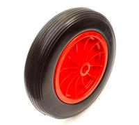 3.50-8 PU Wheel & Tyre 14'' Inch Solid Flat Free 1 Inch 25mm Bore No Bush Or Bearing 75mm Hub Wheelbarrow Garden Cart Maximum Load 150 kg