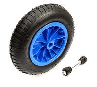 3.50-8 Wheel Pneumatic Tyre & 25mm Axle Set 14 Inch Blue 1" Bore Knobbly Tread Wheelbarrows, Carts, Garden Trolley, Sack Trucks 3.50-8 Tire