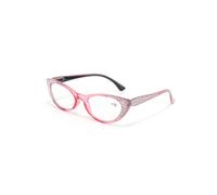 (+3.50, Pink) Bling Rhinestone Readers Womens Reading Glasses +0.75~+3.5 Cat Eye