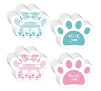 3.54 x 3 inch Pet Grooming Appointment Reminder Cards 100 Pcs Paw Prints Shape Design Client Care of Dog Cat Pet Reminder Vet Office Appointment Supplies