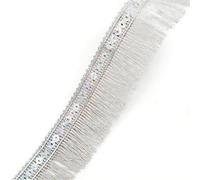 3.5cmx10m Silver Sequin Tinsel Fringe Trim, Sewing Fringe Trim, Sparkling Metallic Tassel Ribbon for DIY Craft Sewing