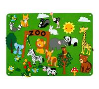 3.5Ft Children's Teaching Felt Board, Farm Animals Fuzzy Felt Story Board Set, Early Learning Interactive Play Set Zoo Flannel Board Educational Hanging Toys for Kids Toddlers Gift(zoo,green)