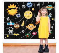 3.5Ft Children's Teaching Felt Board, Solar System Felt Story Board Set for Toddlers, Space Planets Galaxy Educational Toys Preschool Learning Interactive Storytelling Teaching Play Kits Birthday Gift