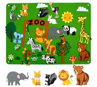 3.5Ft Children's Teaching Felt Board, Zoo Animals Fuzzy Felt Story Board Set for Toddlers, Preschool Learning Interactive Storytelling Teaching Play Activity Kits Educational Toys Birthday Gift (Zoo)