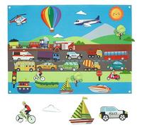 3.5Ft Felt Story Board Set Fuzzy Felt Farm Games Set Preschool Interactive Play Toys Reusable Wall Hanging Sensory Board Early Learning Storytelling Toys for Kids Toddlers Gift (car)