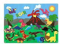 3.5Ft Felt Story Board Set Fuzzy Felt Farm Games Set Preschool Interactive Play Toys Reusable Wall Hanging Sensory Board Early Learning Storytelling Toys for Kids Toddlers Gift (Dinosaur)