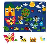 3.5Ft Felt Story Board Set Fuzzy Felt Farm Games Set Preschool Interactive Play Toys Reusable Wall Hanging Sensory Board Early Learning Storytelling Toys for Kids Toddlers Gift (Insect)