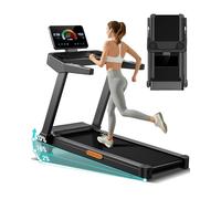 3.5HP Treadmills for Home Foldable with 20% Manual Incline Silent Foldable Treadmill with Heart Rate Monitor 180KG Capacity 8 Point Shock Absorption Running Machine No Assembly Smart Touchscreen