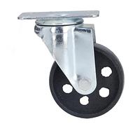 3.5in Robust Swivel Caster | Twin Bearing Cast Iron Wheel for Cart/Trolley/Warehouse | 90mm Wheel, 125mm Height, 64x94mm Plate