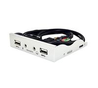 3.5inch 9Pin to USB 2.0 Hub Front Panel 2 USB 2.0 Ports Mic Interface for PC Argent Silver 10.22x2.52 cm