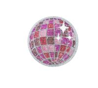 3.5inch Disco Ball Embroidered Iron On Patch Big Pink Sequin Applique DIY Decoration Patches Accessories for Clothes, Jeans, Hats, Backpacks (Pink)
