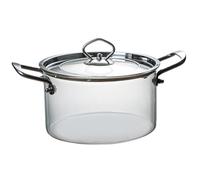 3.5L Clear Glass Simmer Pot for Stove Top - Saucepan with Lid & Dual Ears, Heat-Resistant for Pasta, Noodle, Soup, Milk, Baby Food